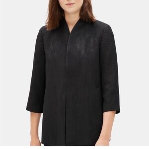 EILEEN FISHER Erased Diamond Jacquard Jacket Witchy Goth 3/4 Sleeve Black Sz M